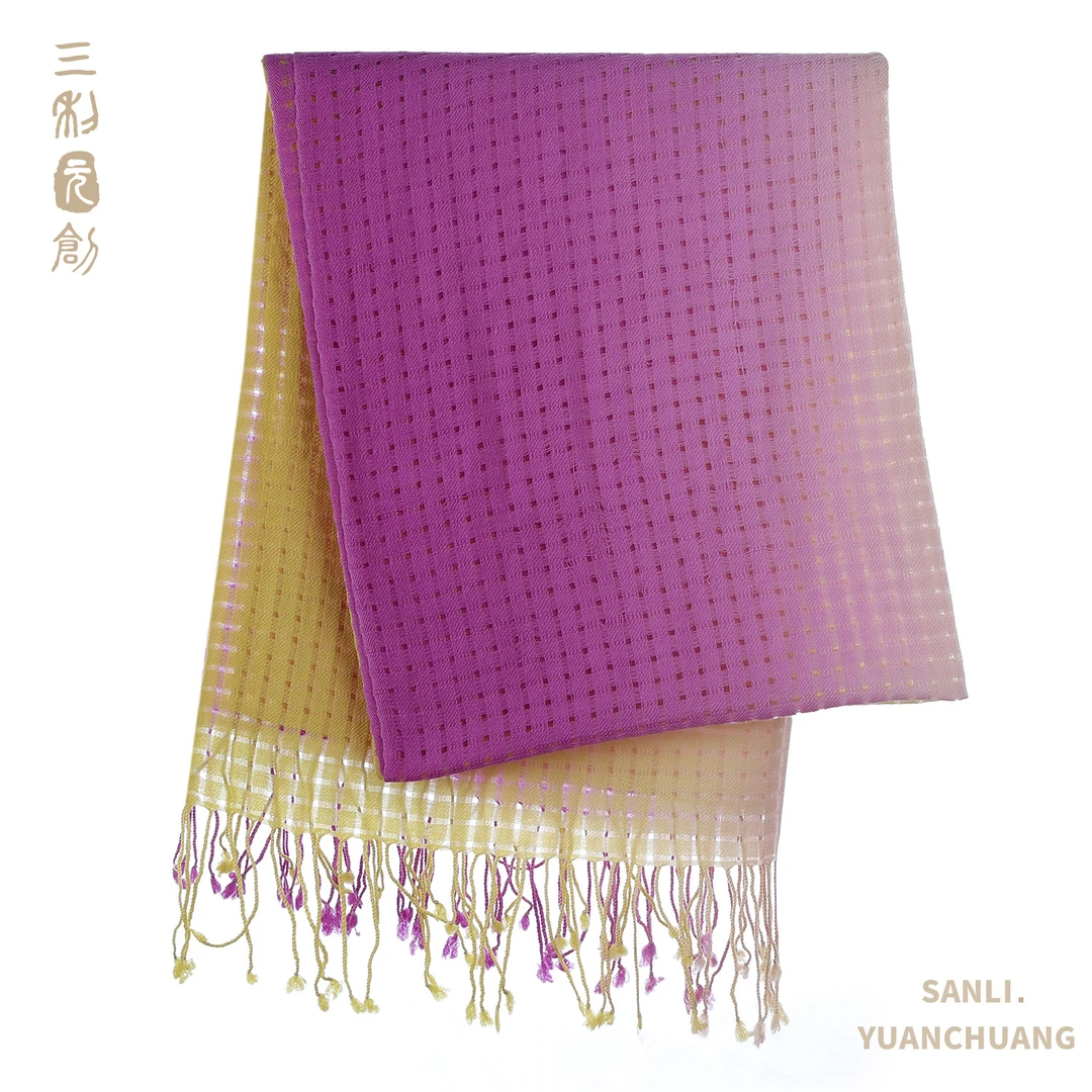 镂空渐变柔软羊毛精纺百搭女士流苏围巾5430