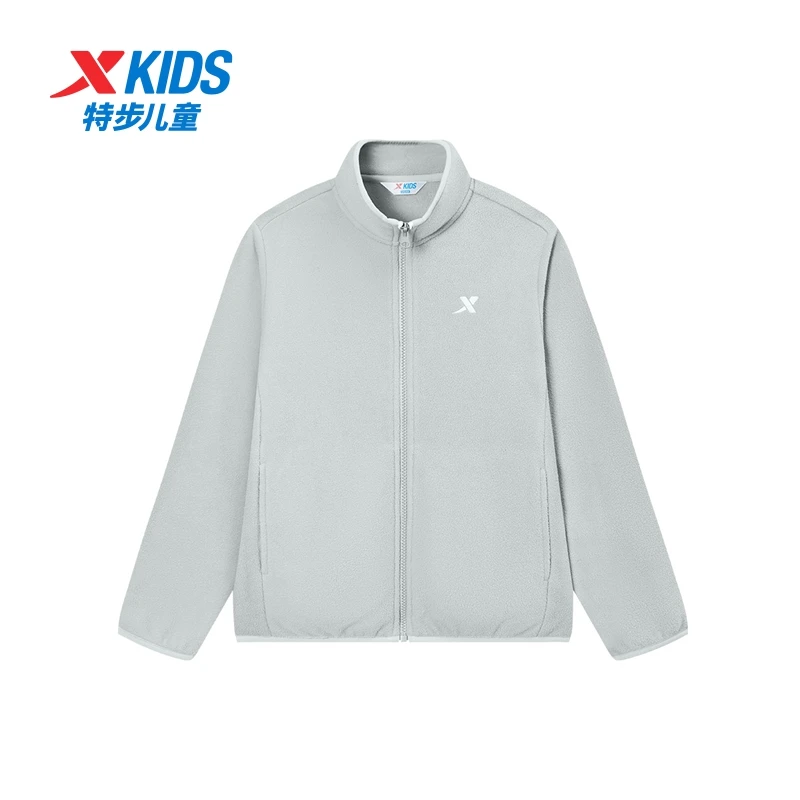 【保暖拉链针织上衣】特步儿童秋季亲肤舒适卫衣中大童运动长袖9329