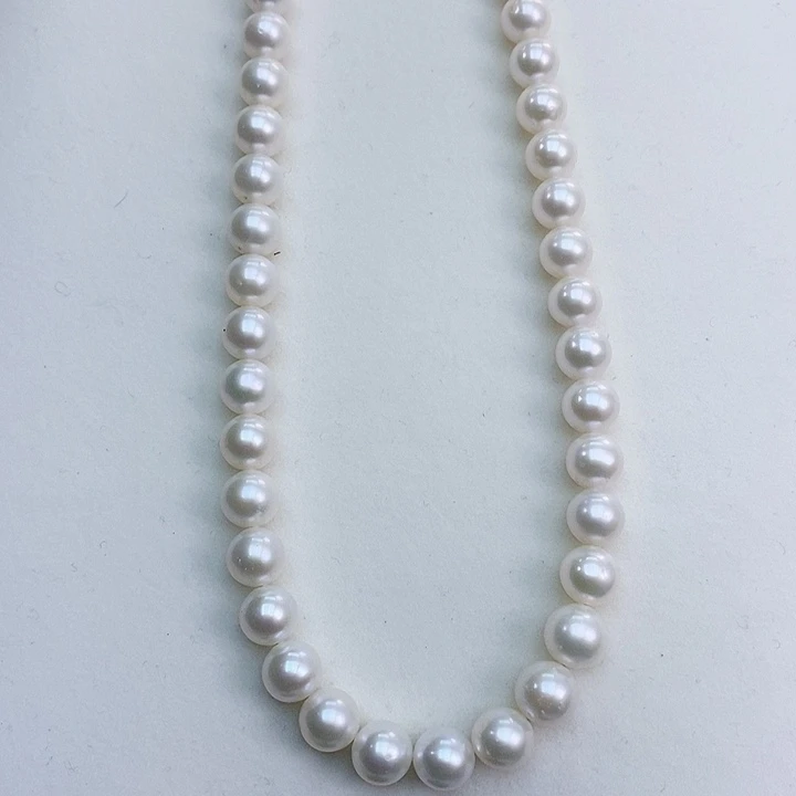 淡水珍珠颈饰银S925镶嵌7-8正圆极强光