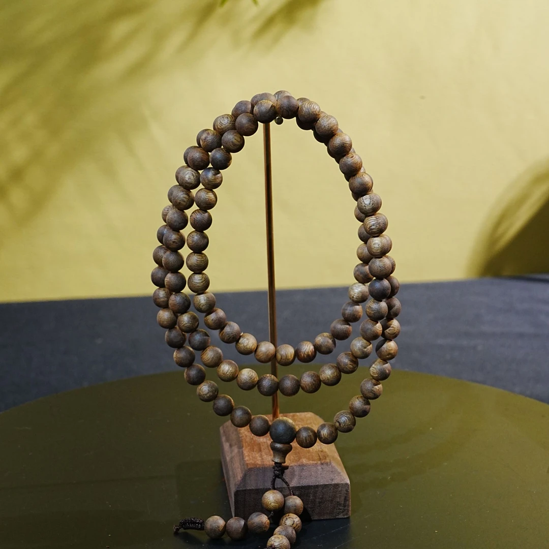 西马金丝虎斑棋软油沉香念珠 0.83cm 18.89g 250908115 A