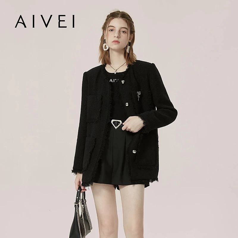 【赵老板专属】AIVEI艾薇同款老钱风香款中长花纱外套女Q712803B