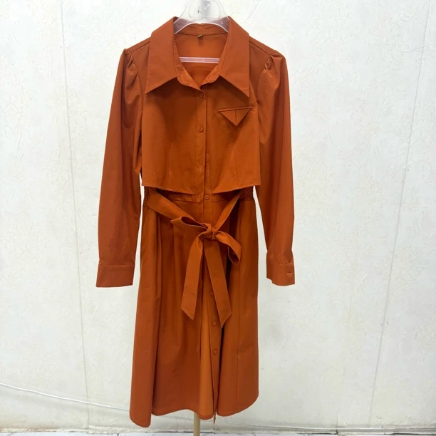 【Z2425】春秋赫本风气质休闲显瘦风衣外套