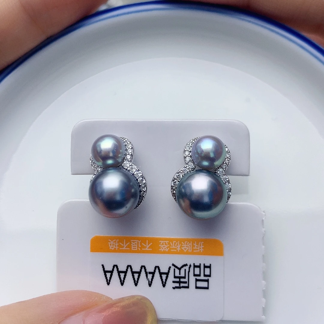 银S925镶嵌海水珍珠耳饰W30