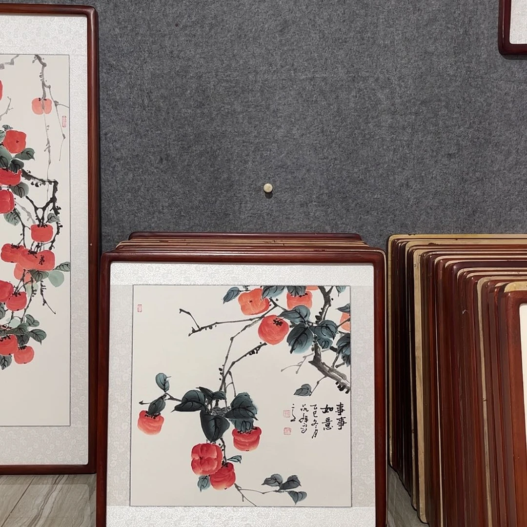 国画书画作品带框63×63