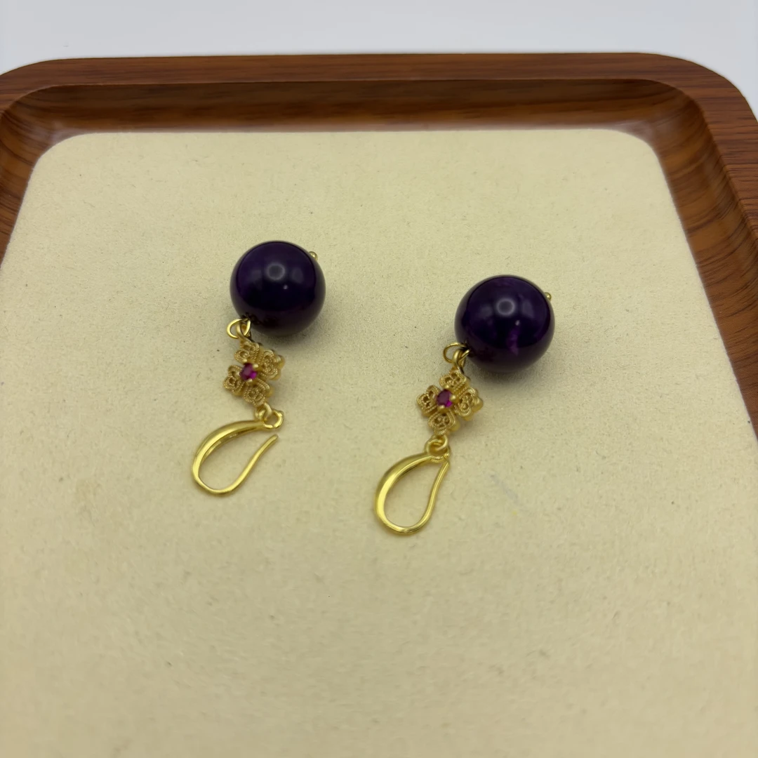 非金属珐琅耳饰 紫色耳环 F17
