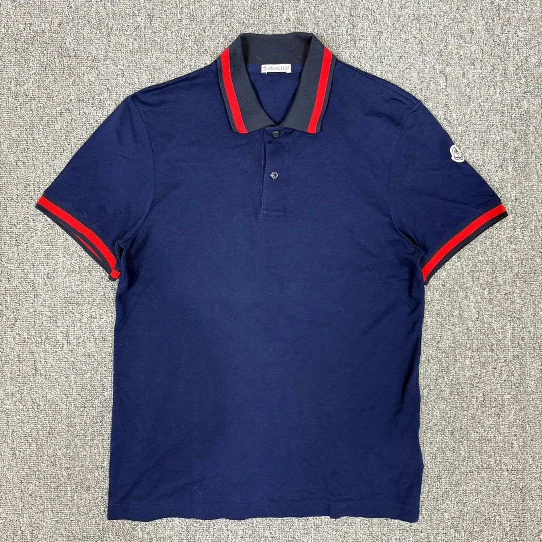 99新 MONCLER 12488689 Moncler 藏蓝色徽标logo短袖Polo衫 S码