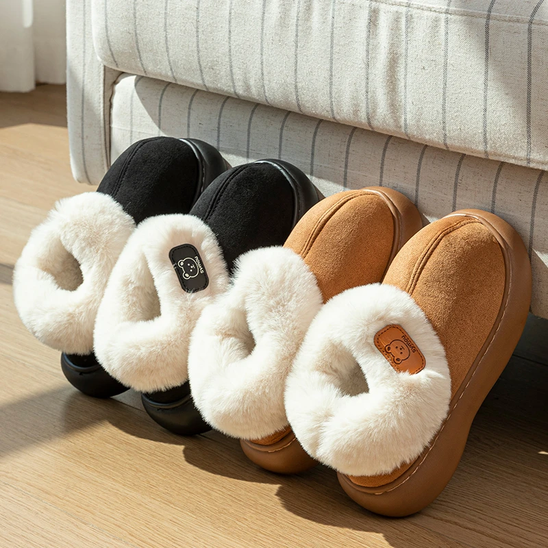 高帮厚底包跟棉拖鞋女款秋冬季毛毛绒棉拖室内居家外穿防滑棉拖鞋