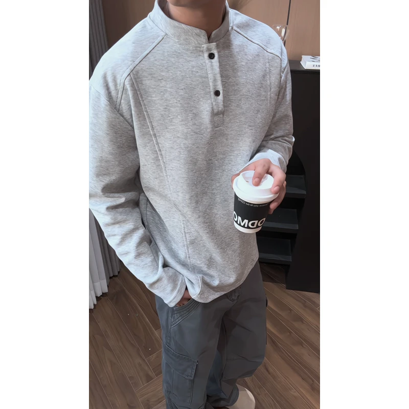 亨利领polo衫卫衣男士秋季新款正肩长袖t恤休闲运动内搭打底上衣