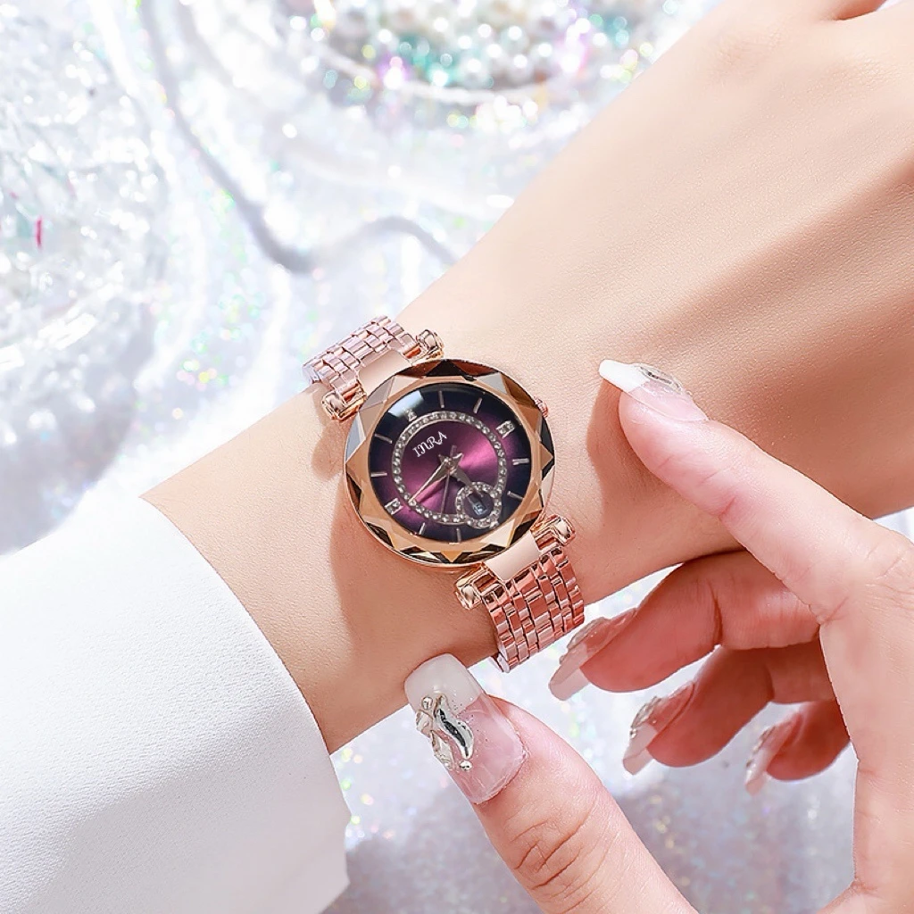 新款女神防水腕表气质手表时尚轻奢百搭简约紫色女士58192