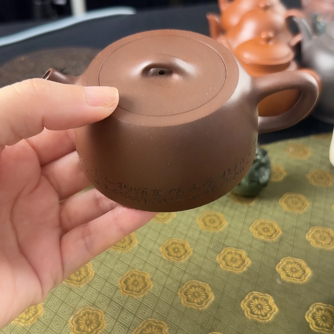 用***5茶壶紫砂紫泥井栏容量130cc
