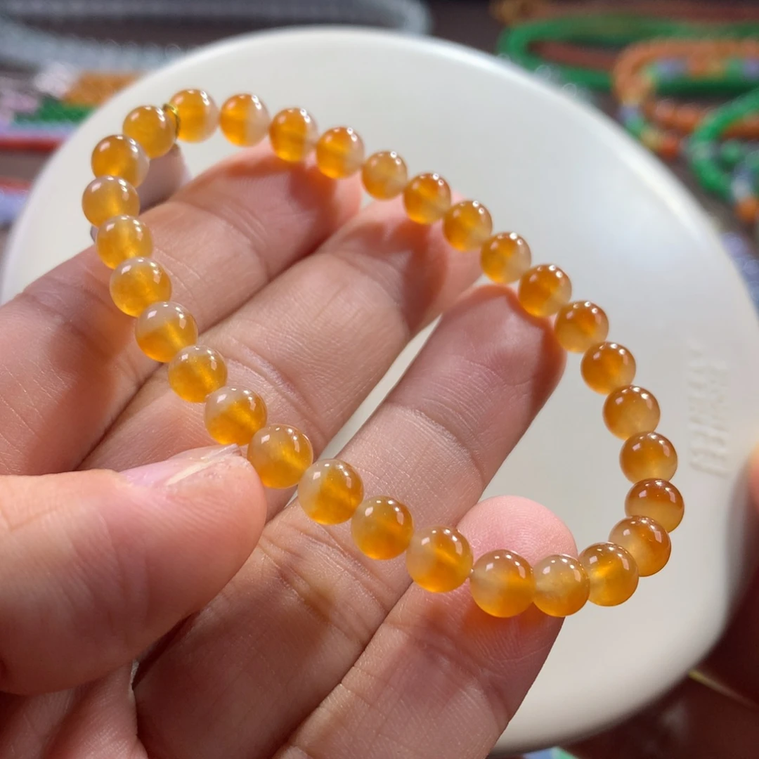 翡翠未镶嵌手链正冰芬达黄翡单圈 卡5.8~6