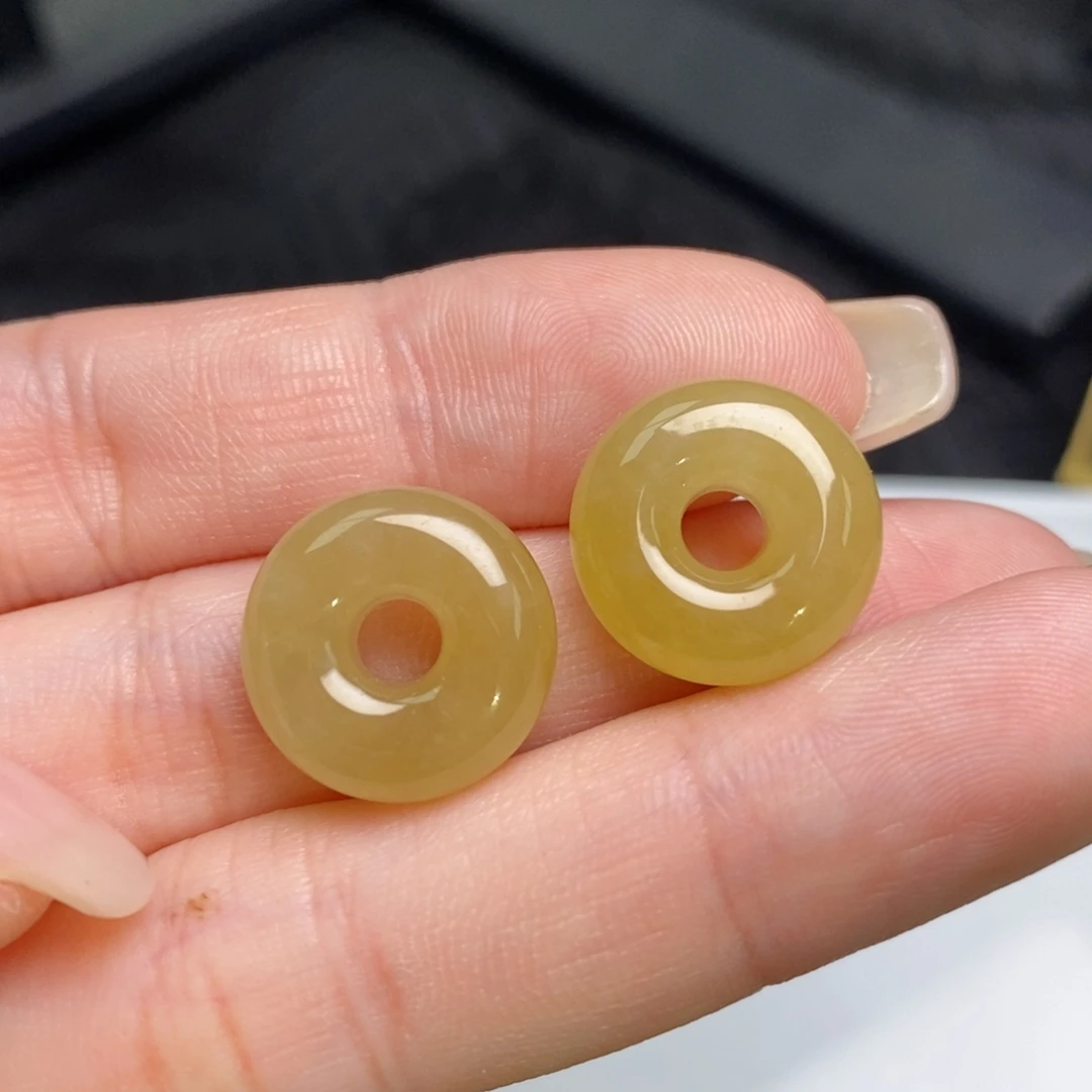 未镶嵌翡翠耳饰冰黄翡甜甜圈