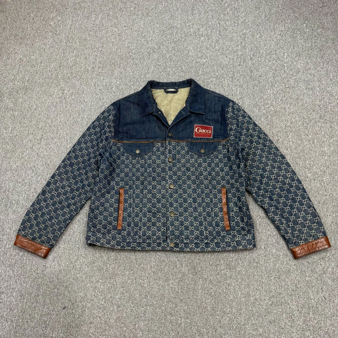 95新 GUCCI/古驰 16547804 Gucci古驰满印老花牛仔外套 52码95新