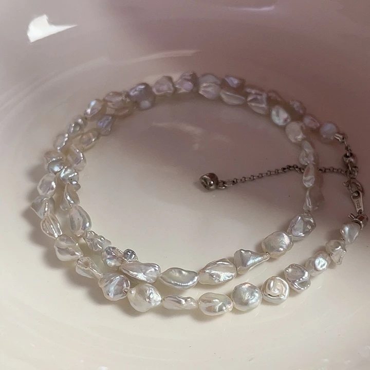 银S925镶嵌淡水珍珠项链