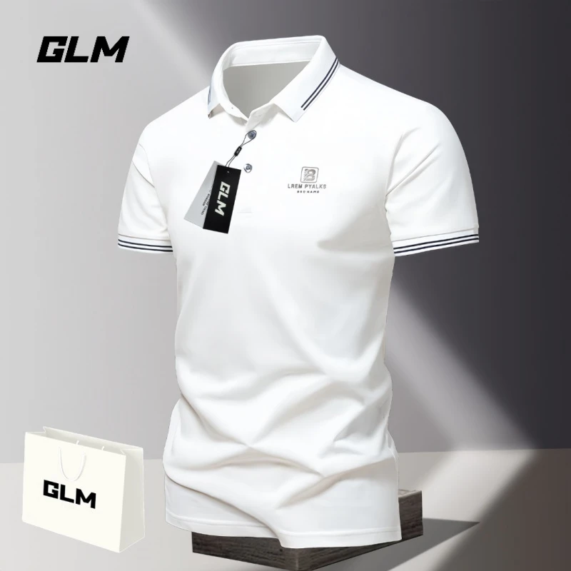 GLM夏季薄款透气百搭t恤商务男士高档翻领Polo衫轻奢痞帅休闲半袖