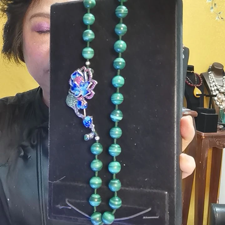 孔雀石颈饰银S925镶嵌