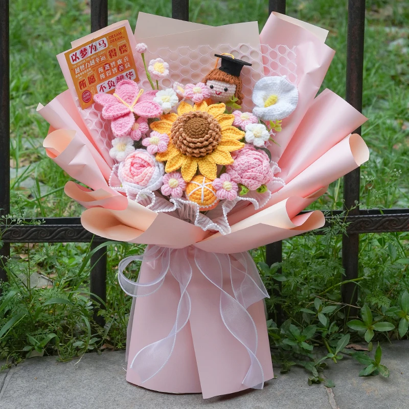 2026新款毕业季成人礼手工编织高中男女同学送手工毛线花束成品