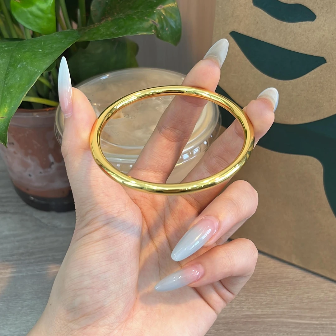 足银手镯 足银镀金【亮面素圈手镯】素圈手镯光面亮面实心卡4