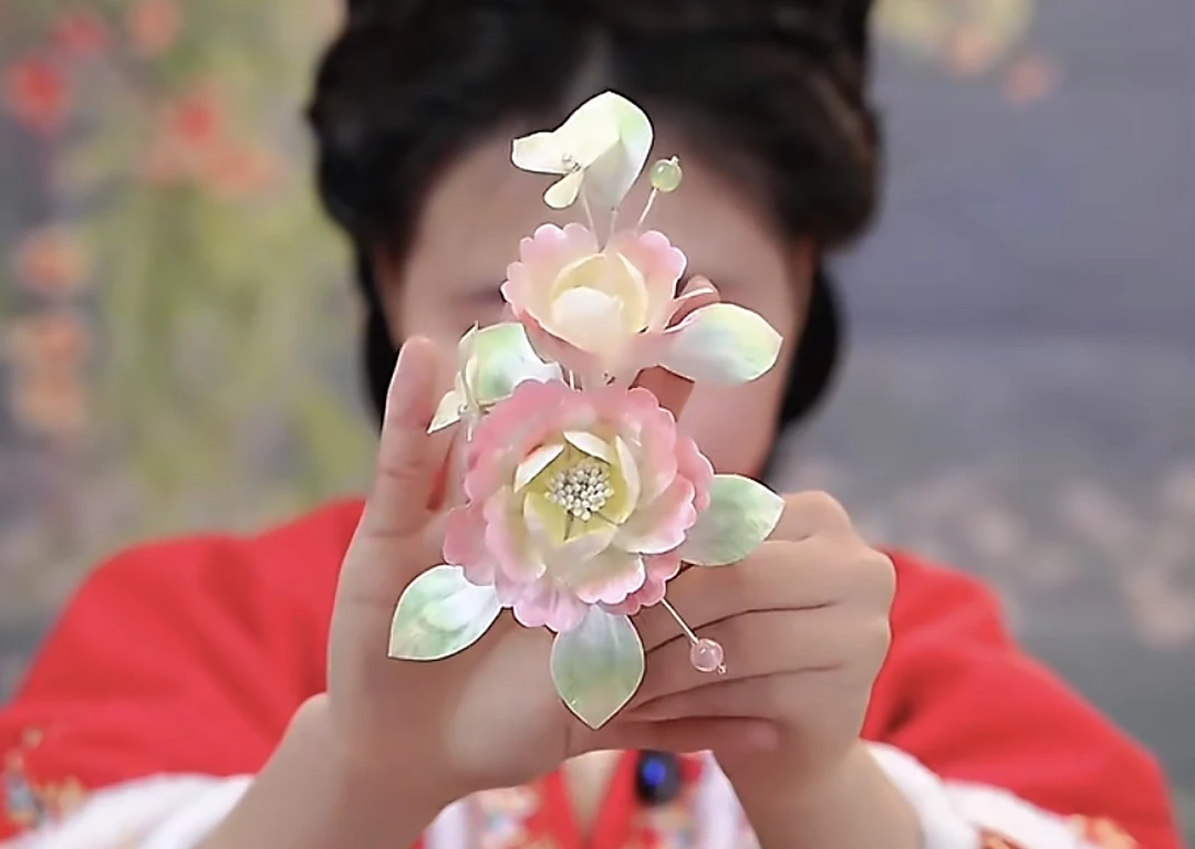 江南浔汉服头饰古风饰品 绒花默认软簪 加主体找客服