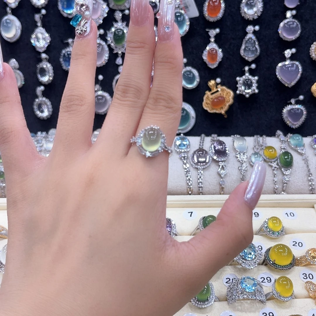 岫玉银S925镶嵌戒指公**了