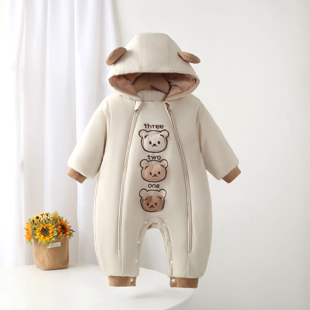 【加厚棉服】婴幼儿连体夹棉加厚爬服冬季双拉链哈衣新生儿外出爬服