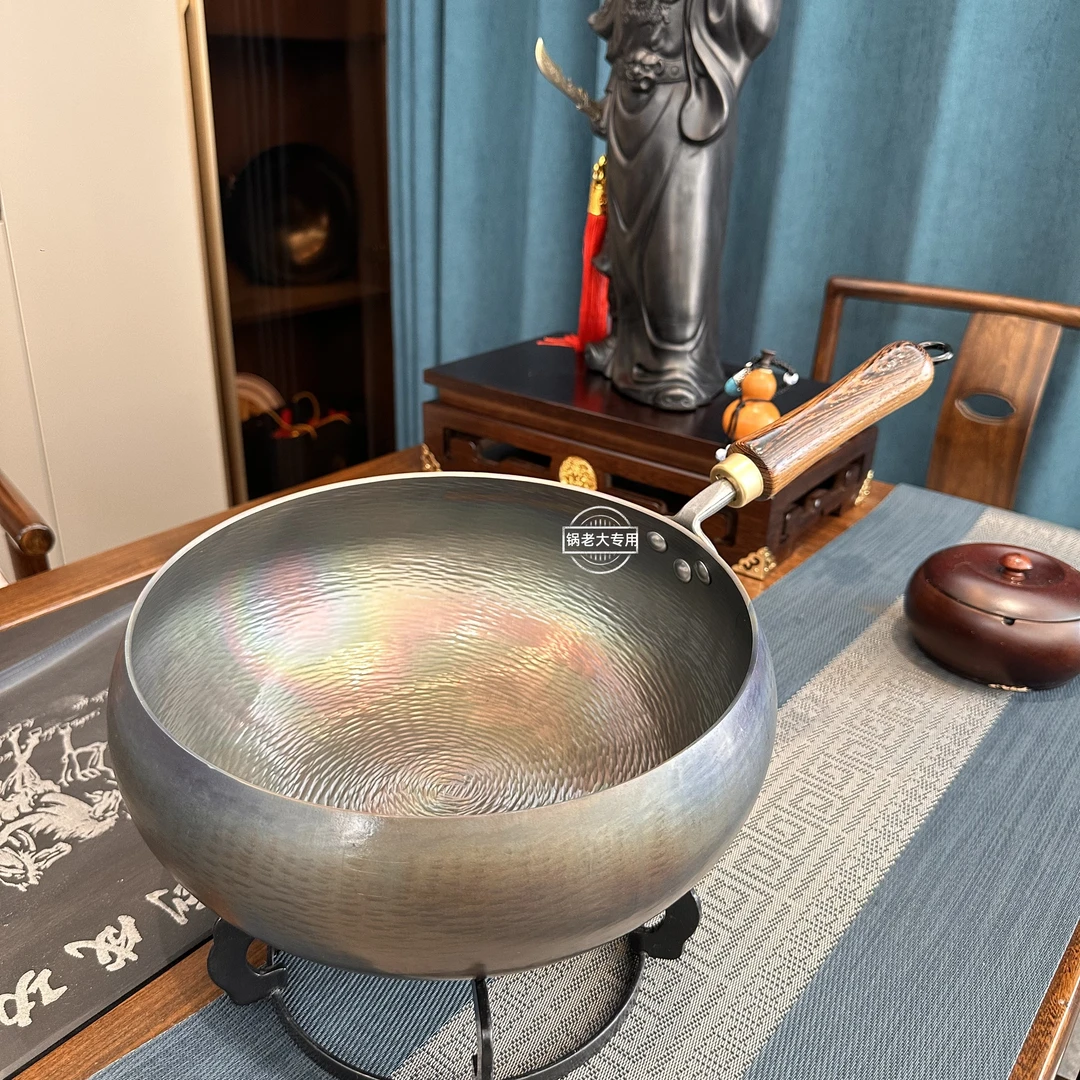 纯钛大肚锅 手工锻打 零涂层  不生锈【纯钛大肚锅 】