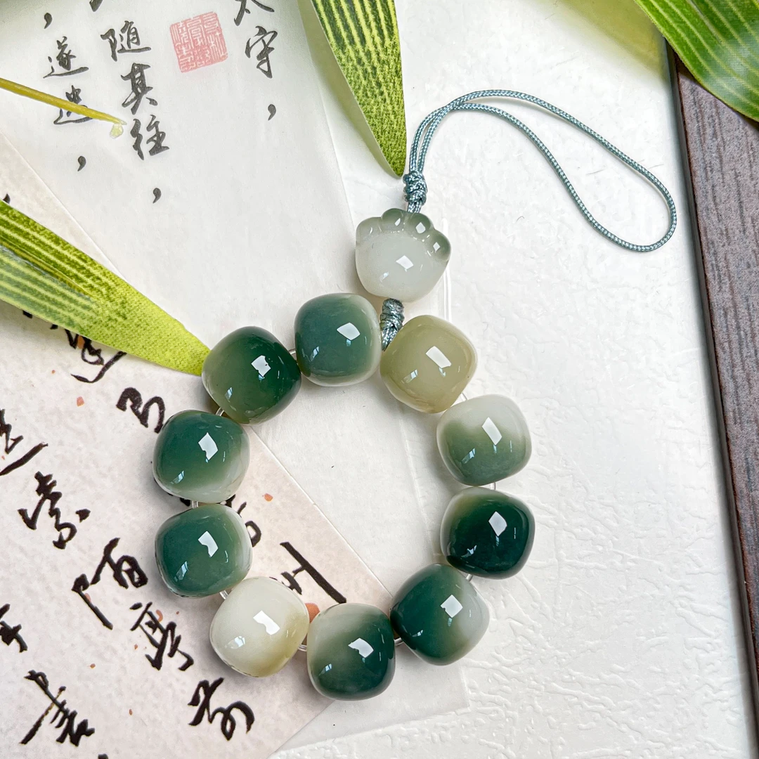 绿飘花老型桶绿猫爪手机挂件    G-B013035