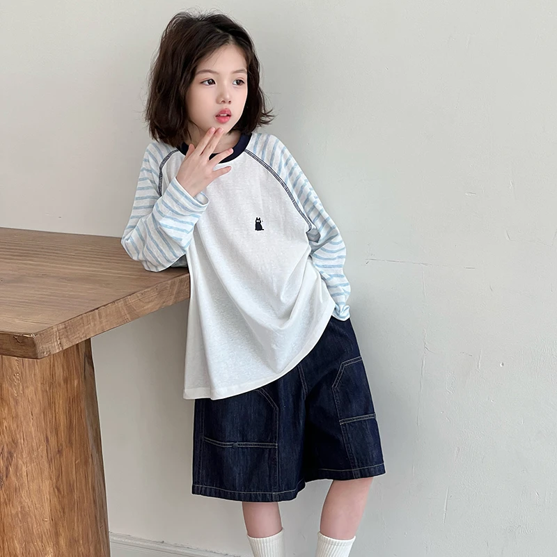 【现货】防晒男女童夏季防紫外线条纹圆领长袖T恤LTS021