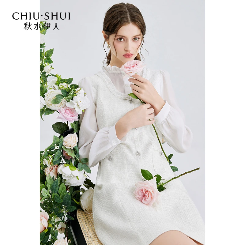 【直播】秋水伊人木耳边假两件背心裙收腰连衣裙624111A020183