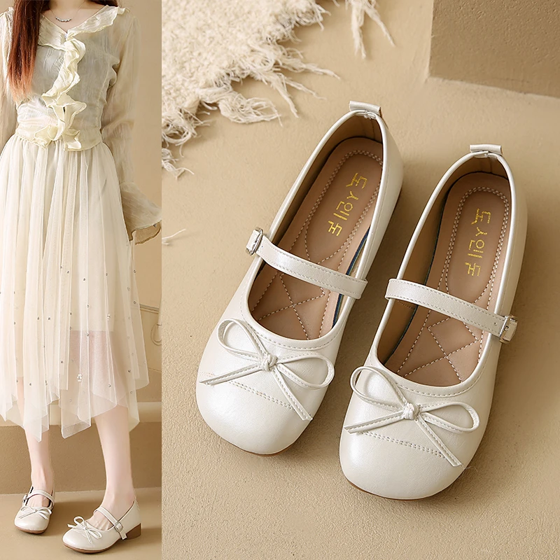 鞋子女夏季百搭玛丽珍鞋蝴蝶结小单鞋温柔法式圆头复古仙女风女鞋
