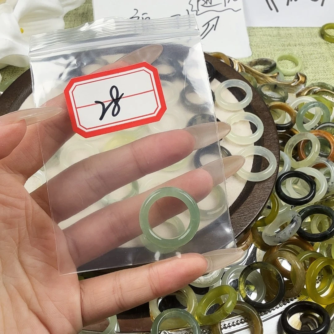 蛇纹石玉合金戒指28