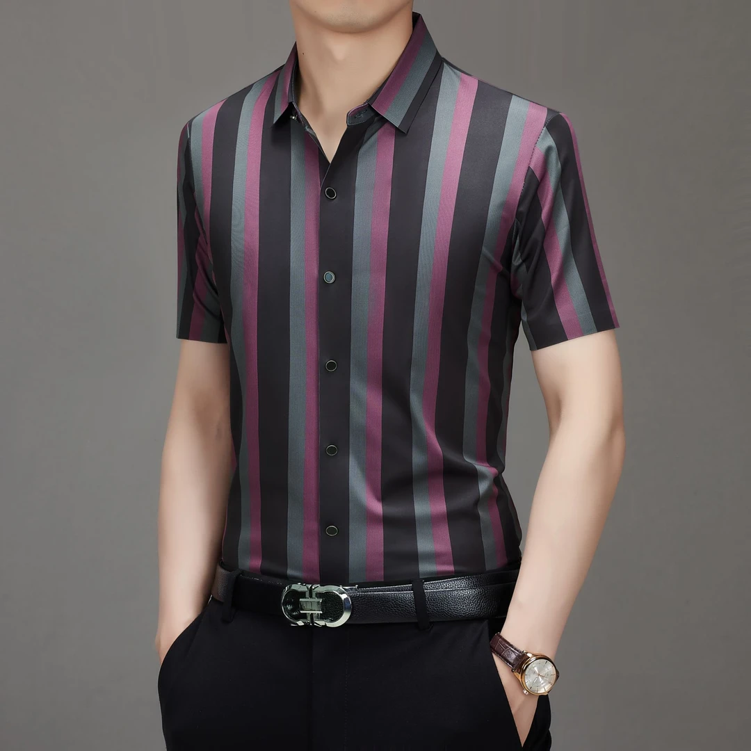 男士夏季商务时尚休闲免烫衬衫