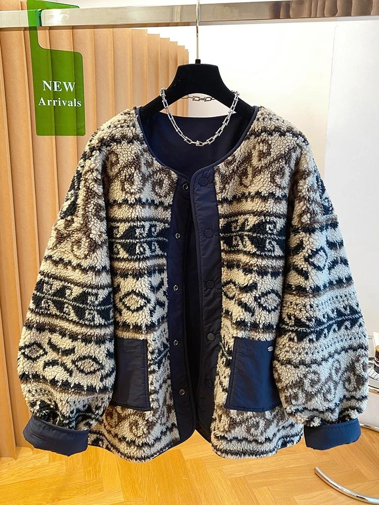 高级感两面穿毛茸茸外套女秋冬装2025新款宽松加厚保暖摇粒绒上衣