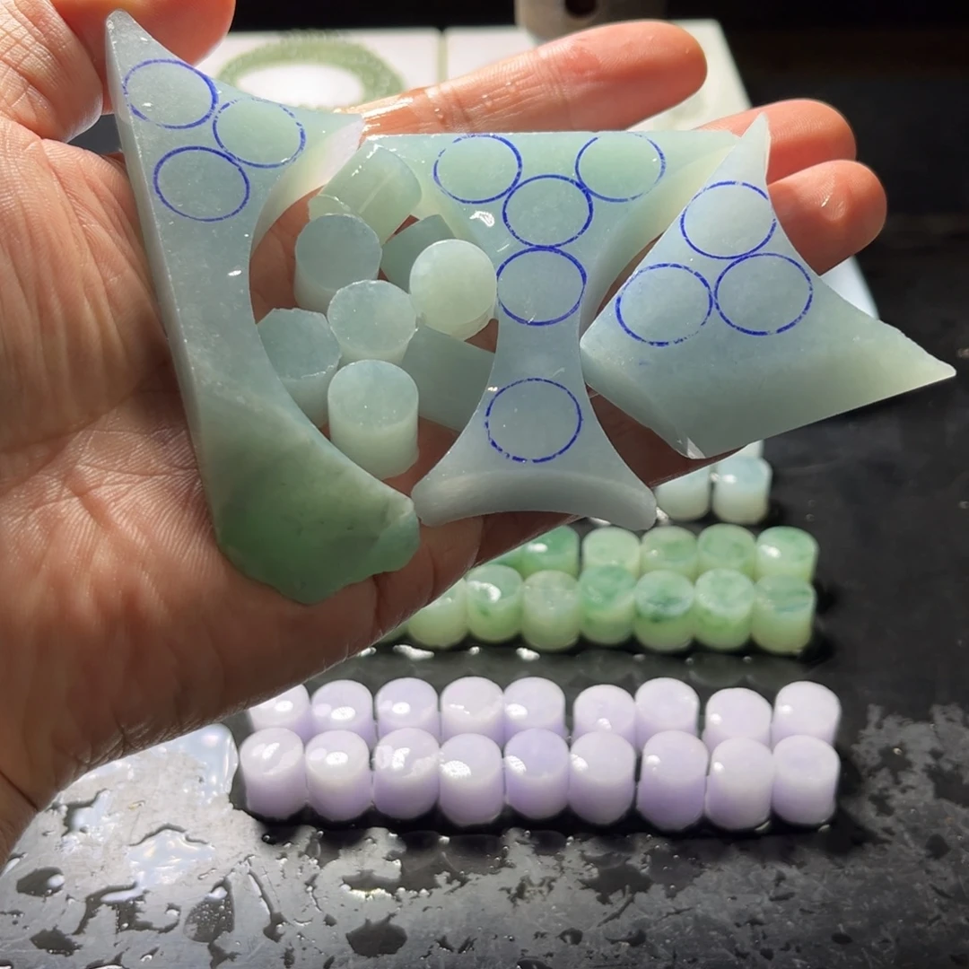 定制翡翠未镶嵌年终大漏蓝晴底卡12➕圆珠保无裂