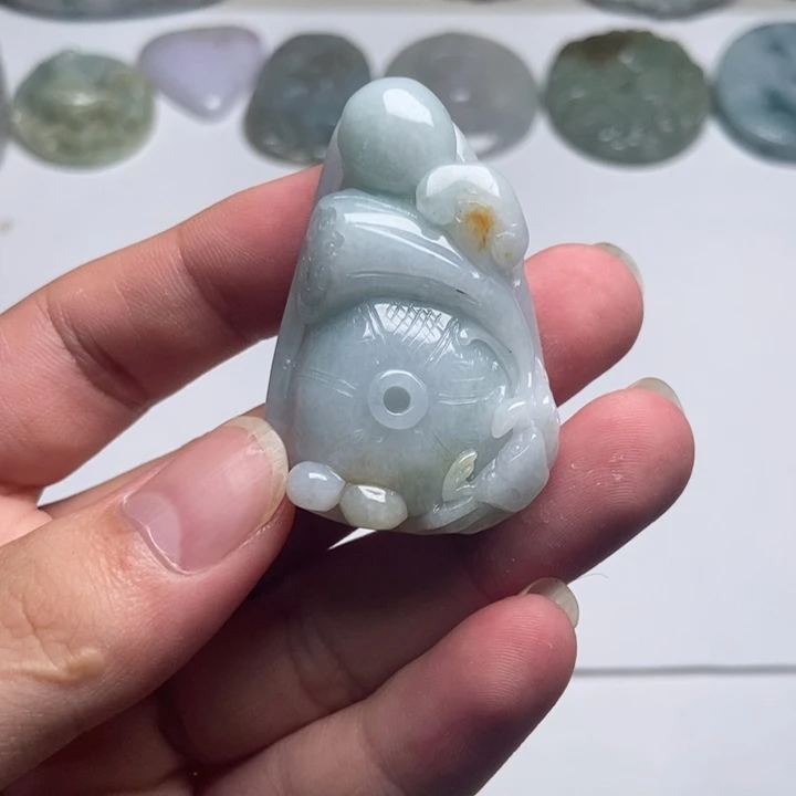 翡翠未镶嵌颈饰鱼喽10