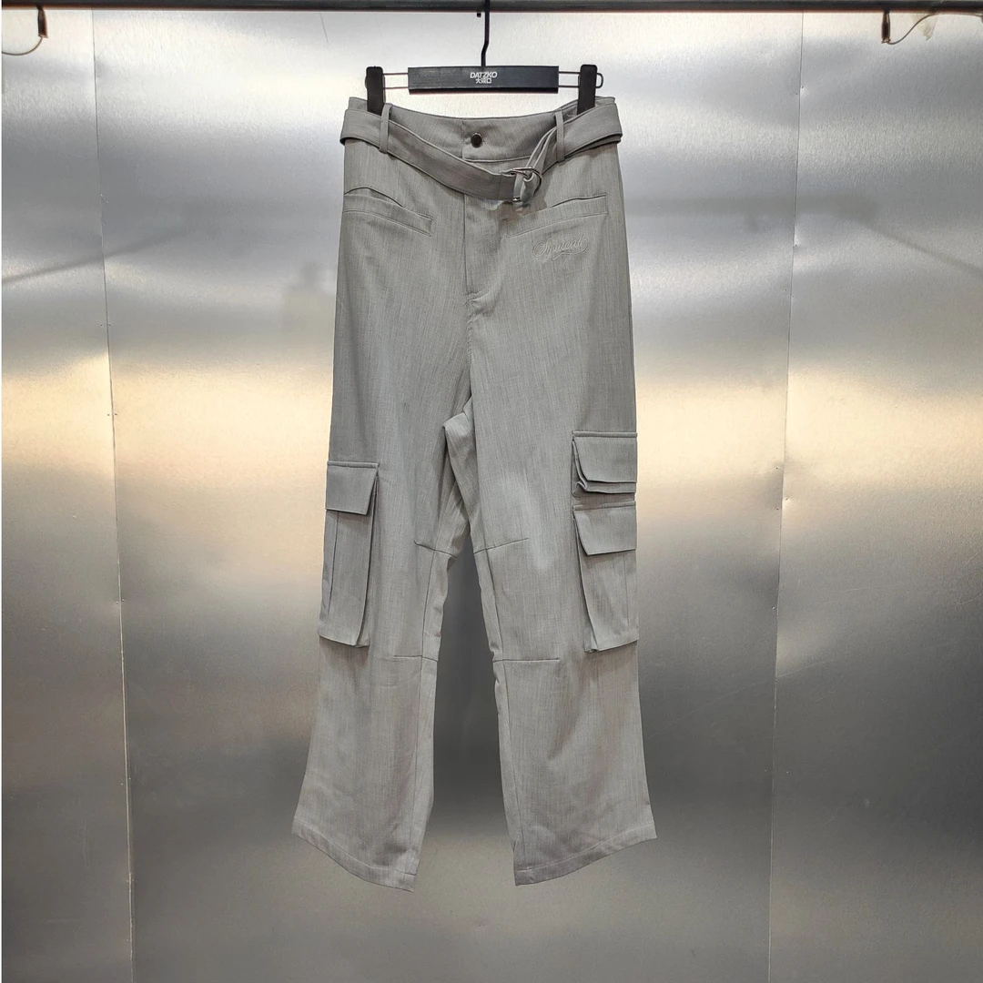 D03-21463-SYN纯色立体大口袋设计时尚潮流长裤