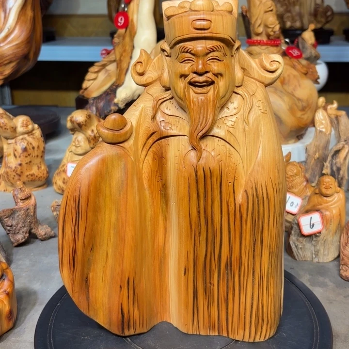 柏木（崖柏）财神爷摆件财神