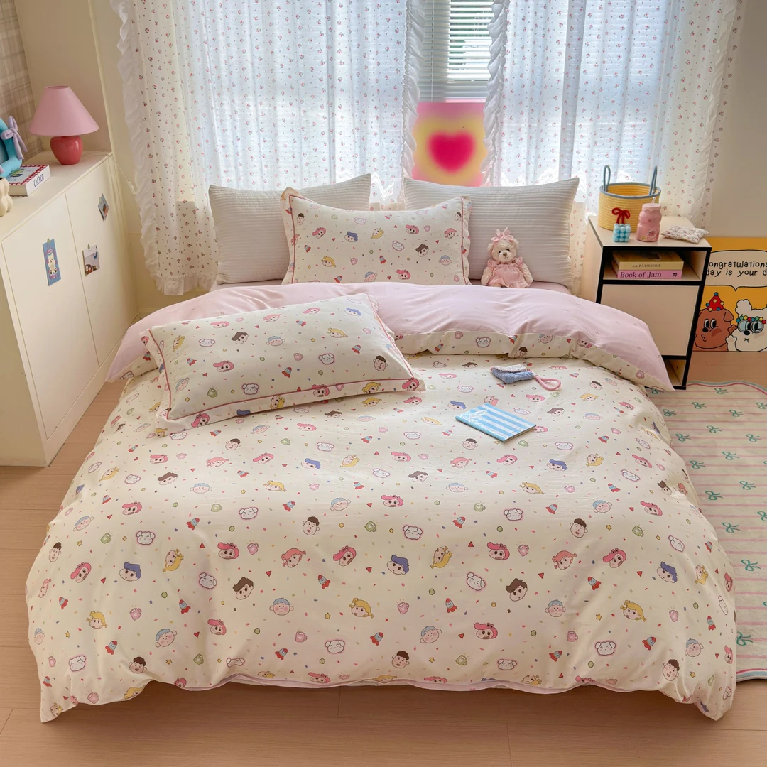 小玲子 丸来丸趣 全棉纯棉三件套四件套 印染工艺 可爱卡通款