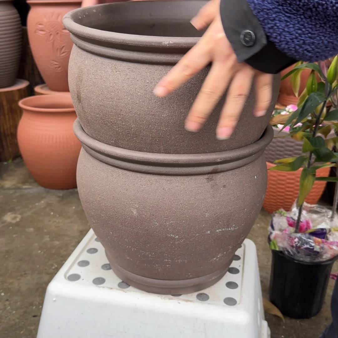 紫砂花盆口32高26宜兴紫砂