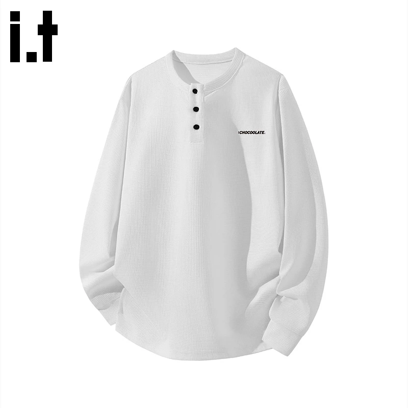 i.t:CHOCOOLATE亨利领长袖t恤男士2025秋冬季宽松休闲圆领打底衫