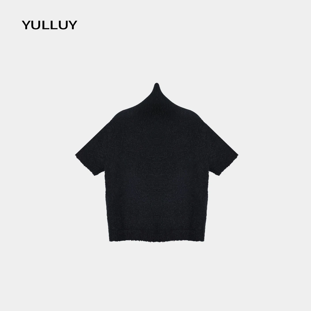 YULLUY【高领半袖毛衣】春款高级感半袖高领宽松百搭毛衣25-SSM8263