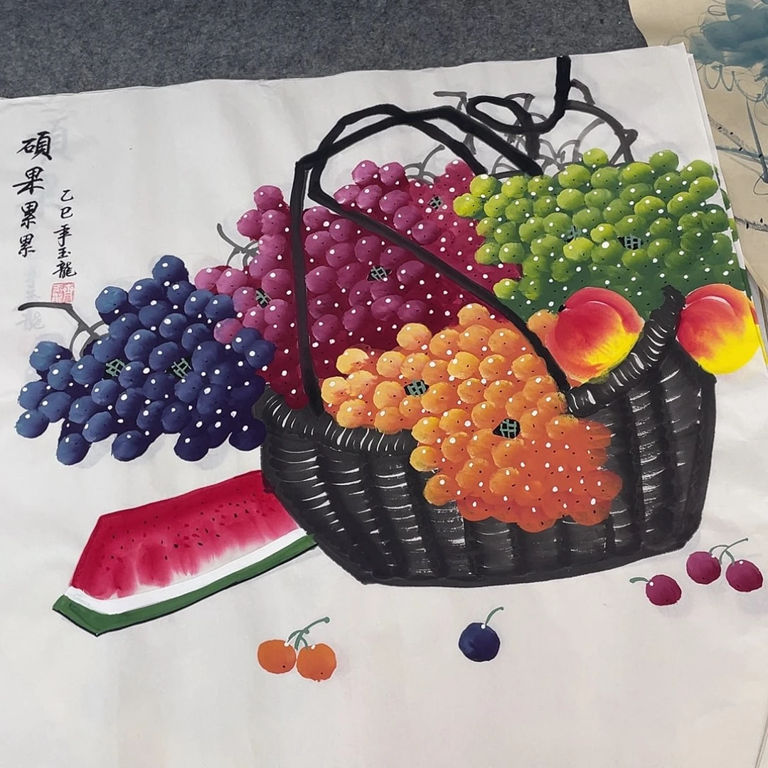 国画国画作品原稿70葡萄西瓜