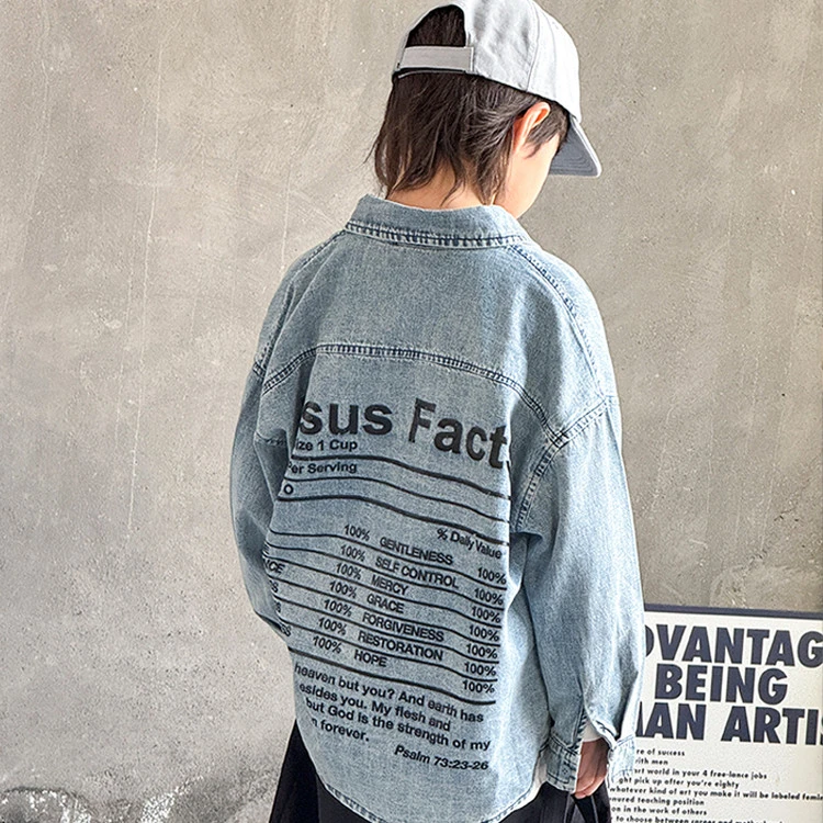 儿童装春季牛仔衬衫韩版时尚男童春秋衬衫中大童童装洋气潮8605