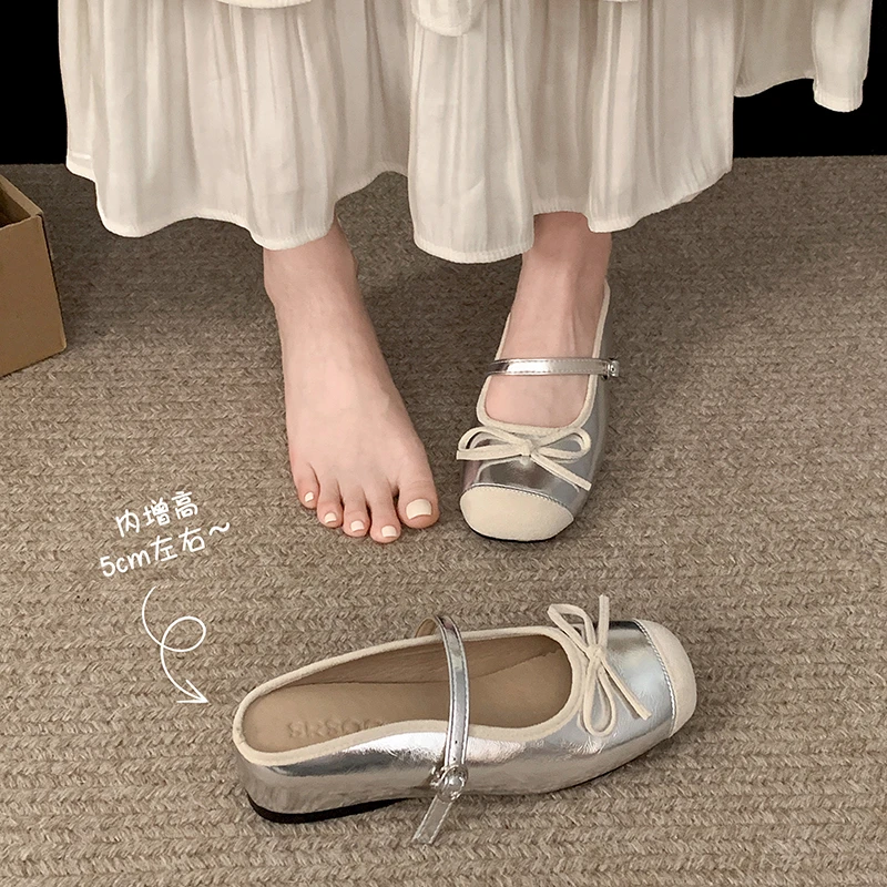 银色超火网红厚底包头半拖鞋女夏外穿2025新款配裙子一脚蹬凉拖鞋