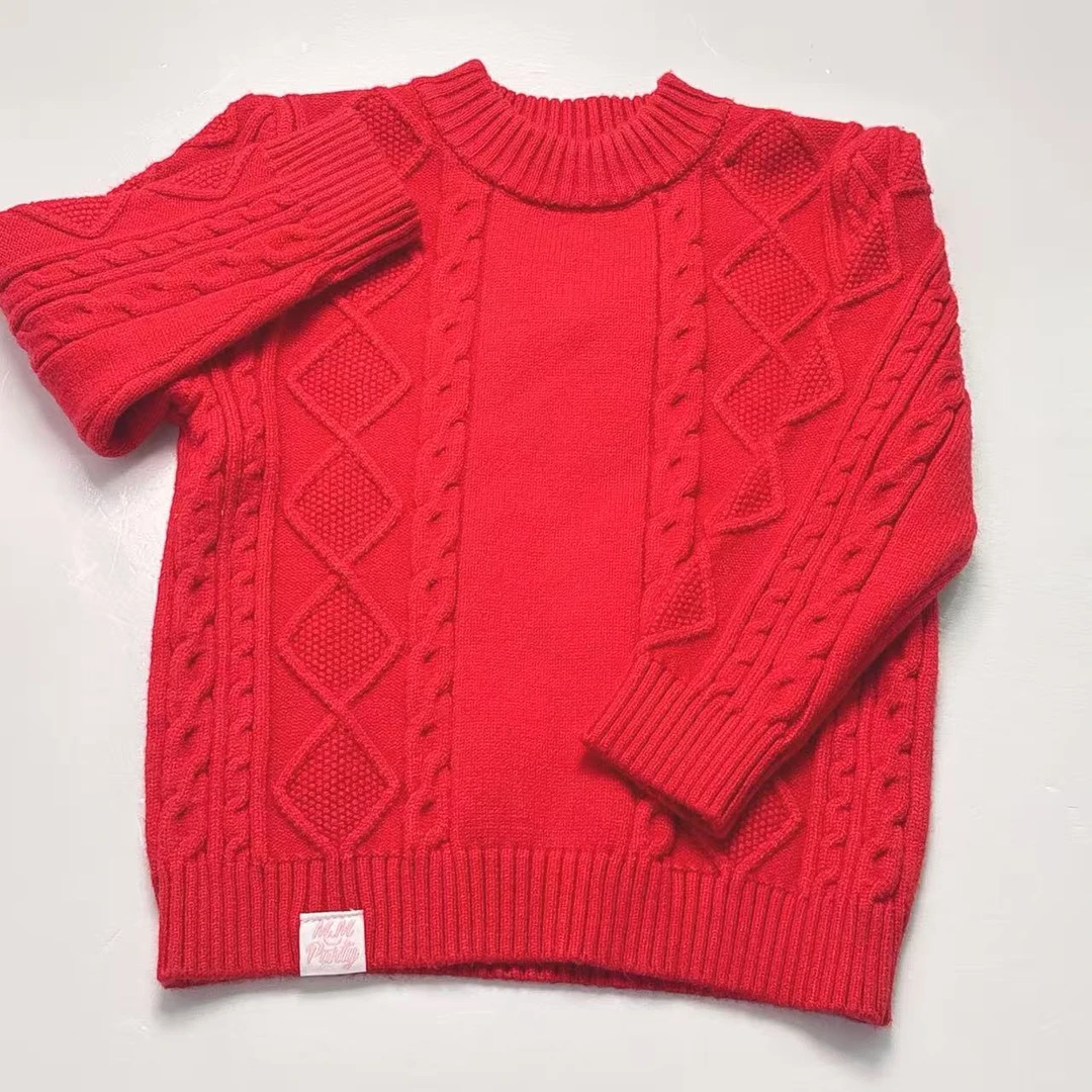 M.Mpartiy新款女宝童装秋冬季时尚纯色加厚保暖套头针织衫（213）