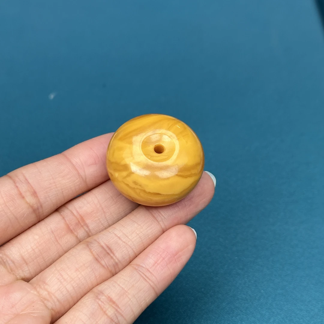 Y3616天然原矿蜜蜡 鸡油红白花平安扣 29.4*17mm抖音基地质检发货