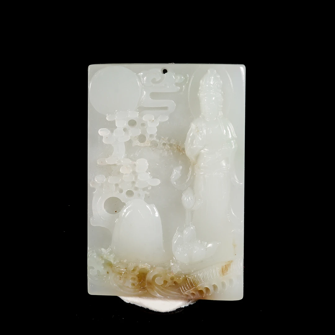 LOT.047和田玉巧雕山水人物牌/X3977