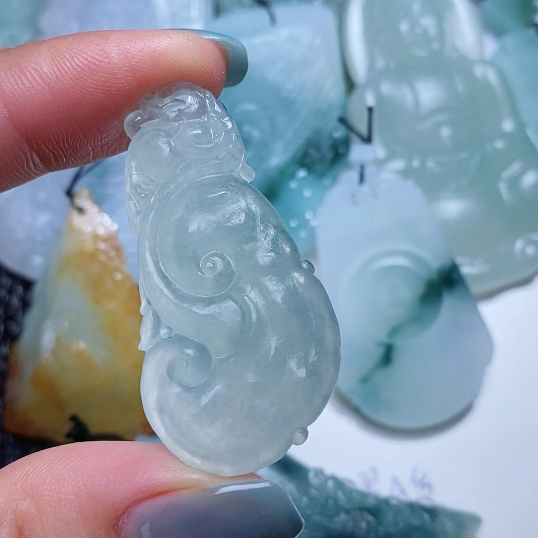 定制翡翠未镶嵌毛货付款后确认抛光