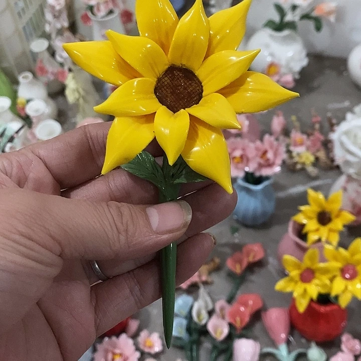 瓷片纯手工陶瓷花摆件瑕