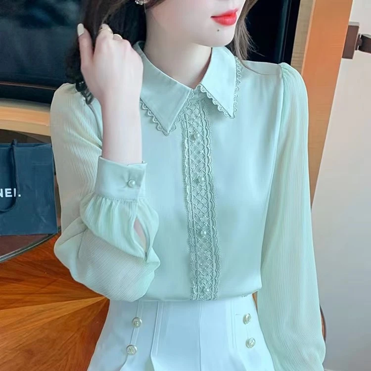 春秋新款时尚百搭衬衫显瘦气质衬衣小众女士上衣2203衣长58